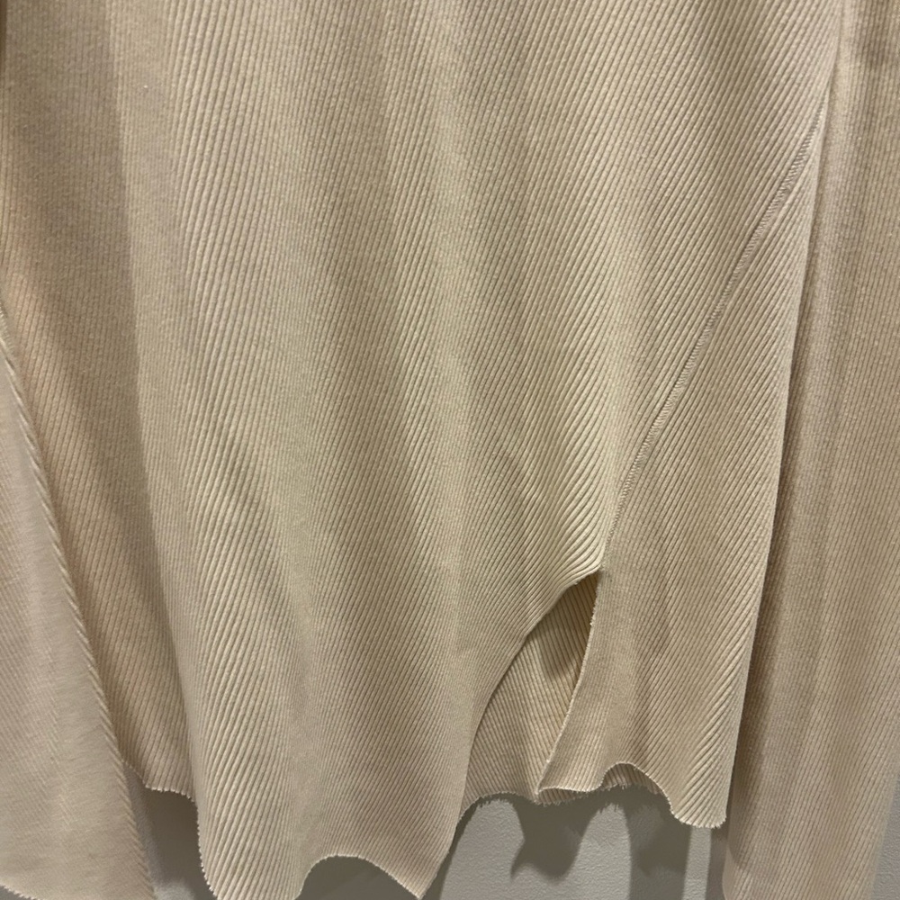 Helmut Lang Cream Asymmetrical Long Sleeve Ribbed Tunic - Size Large - Picture 3 of 4